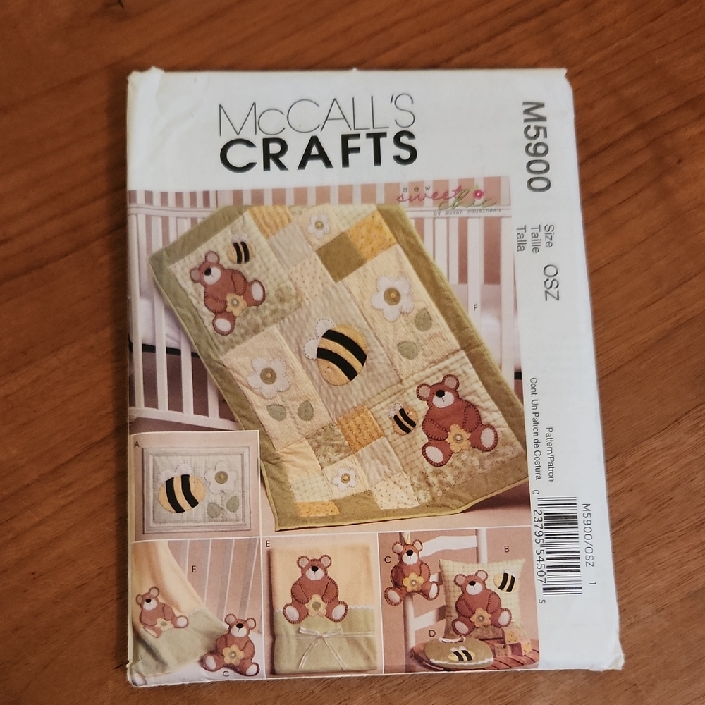 McCall's Baby Quilt Pattern M5900 Bears and Bees Uncut
